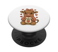 Shy Cow Valentine I Moo-SS You Crochet Love Día de San Valentín PopSockets PopGrip Adhesivo