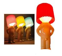 Shy Man Lamp, Cute Boy Night Light, Naughty Boy Creative Desk Lamp, A Little Desk Shy Man Lamp, Creative Night Light LED Plug-in Table Lamp For Bedroom, Bathroom, Toilet (Color : Red)