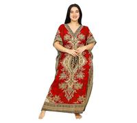 SHYAMVUN Vestido largo tipo kaftán tipo kimono para mujer, para fiesta, para descansar, vacaciones, ropa de noche, playa, salida de baño, caftanes, talla única, rosso, L-XXL
