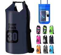 ShyaWorld Bolsa Mochila Impermeable Estanca Seca. litros de Capacidad. Funda de Móvil Impermeable Estanca Hermética Incluida. para Playa Kayak Surf Montaña y el Uso Que tu Quieras. (Marino, 30L)