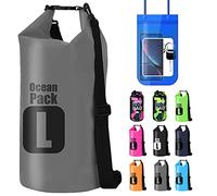 ShyaWorld Bolsa Mochila Impermeable Estanca Seca. litros Diferentes de Capacidad. Funda de Móvil Impermeable Estanca Hermética Incluida. para Playa Kayak Surf Montaña y Mucho más (Gris, 10L)