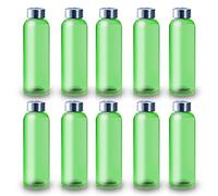 ShyaWorld Botella De Cristal para Agua con cuerpo de acabado Transparente. Tapón a rosca en Acero Inoxidable. Cajas individuales por botella. (VERDE, 500ml (10PCS))