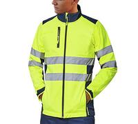 ShyaWorld Chaqueta SoftShell Alta Visibilidad Trabajo homologada Reflectante Cortavientos Impermeable (AMARILLO Fluor, XL)