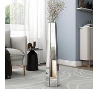 SHYFOY Jarrones Decorativos de Suelo Grandes, Floreros Decorativos Espejo Modernos, Estructura MDF, 76 x 18 x 10 cm, Plata