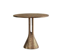 SHYFOY Mesa auxiliar redonda de 60 cm de diámetro, bronce vintage, tablero de fibra de vidrio y cristal templado, mesa de acento retro para salón, dormitorio y terraza, 56 cm de alto