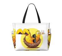 ShyHhts Bird'S Nest Golden Chicken Bolsa de viaje de playa de gran capacidad, bolso de mano para mujer es impermeable y resistente a la arena, adecuado para viajes, vacaciones en la playa, etc. Negro