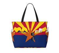 ShyHhts Bolsa de viaje de playa de gran capacidad con la bandera de Arizona, el bolso de mujer es impermeable y resistente a la arena, adecuado para viajes, vacaciones en la playa, etc.