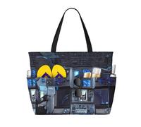 ShyHhts Cabin Of The Future - Bolsa de viaje de playa de gran capacidad, para mujer, impermeable y resistente a la arena, adecuada para viajes, vacaciones en la playa, etc. Color negro