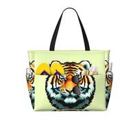 ShyHhts Little Fat Tiger Head - Bolsa de viaje de playa de gran capacidad, bolso de mano para mujer es impermeable y resistente a la arena, adecuado para viajes, vacaciones en la playa, etc. Color
