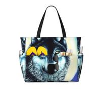ShyHhts Wolf Under Moon - Bolsa de viaje de playa de gran capacidad, para mujer es impermeable y resistente a la arena, adecuada para viajes, vacaciones en la playa, etc.