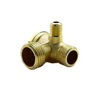 SHYISY Válvula antiretorno Válvula de retención de compresor de Aire de Metal de 3 vías con Rosca Macho, Tono Dorado