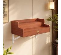SHYJSGHZ Altar Budista de Pared de 2 Niveles con Cajón y Soportes de Metal, Mesa Altar para Mueble de Salón y Meditación(Teak,30CM/11.8IN)