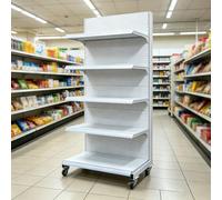 SHYJSGHZ Estantería móvil Tipo góndola, estantes de exhibición de Acero de 5 Niveles con Ruedas industriales, Altura Ajustable para supermercados y Tiendas de comestibles(White,123 * 40 * 168cm)