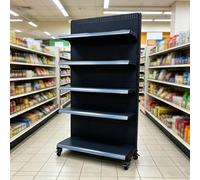 SHYJSGHZ Estantería móvil Tipo góndola, estantes de exhibición de Acero de 5 Niveles con Ruedas industriales, Altura Ajustable para supermercados y Tiendas de comestibles(Gray,123 * 40 * 138cm)