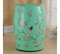 SHYJSGHZ Taburete de Jardín Cerámico 11,8", Mesa Auxiliar Tambor Pintada a Mano con Flores y Mariposas, Interior y Exterior(11)