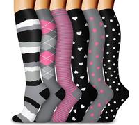 SHYL~JIER 6 Pares de Calcetines de Compresión para Mujeres y Hombres de 20 a 30 mmHg son los Mejores Deportivos Calcetines Para Correr, volar, viajar, Enfermeras