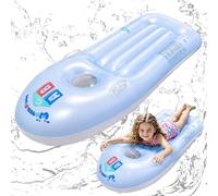 Shyllin Bodyboard Hinchable, Tabla Bodyboard Niño con Asas, Tabla de Surf Hinchable con Ojo de Buey, Tabla de Natación Infantil para Playa de Verano, Piscina, Tobogan de Agua - 118 x 52cm (Azul)