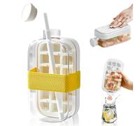Shyllin Botella de Cubitos de Hielo, Ice Cube Tray, con Tapa y Pajita, Puede Beber Directamente, FáCil de Transportar, Ice Bottle Cup, Ideal Para Zumos, Café, Whisky y Bebidas (A, Blanco)
