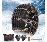 Shyllin Cadenas de Nieve para Coche 4 Pcs Cadenas Ajustables Antideslizantes con Llaves Guantes Fácil de Instalar Cadena de Nieve Duradera para Neumáticos Apto para Neumáticos de Invierno 165-285mm