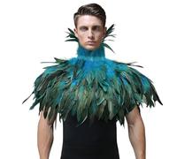 Shyllin Capa de Plumas Gótico, Capa Negra, Disfraz de Plumas, Disfraz de Halloween, Disfraz de Cisne Negro, Alas Negras para Halloween y Carnaval (Azul)