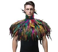 Shyllin Capa de Plumas Gótico, Capa Negra, Disfraz de Plumas, Disfraz de Halloween, Disfraz de Cisne Negro, Alas Negras para Halloween y Carnaval (Multicolor)
