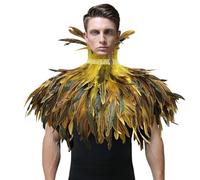 Shyllin Capa de Plumas Gótico, Capa Negra, Disfraz de Plumas, Disfraz de Halloween, Disfraz de Cisne Negro, Alas Negras para Halloween y Carnaval (Amarillo)