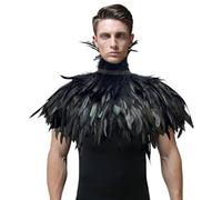 Shyllin Capa de Plumas Gótico, Capa Negra, Disfraz de Plumas, Disfraz de Halloween, Disfraz de Cisne Negro, Alas Negras para Halloween y Carnaval (Negro)