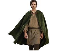 Shyllin Capa Disfraz Halloween, Renaissance Capa con Capucha de Terciopelo, Capa con Capucha Medieval Hombre Mujer, Disfraz Muerte Vampiro Capa Hobbit, Disfraz de Halloween Carnaval Cosplay (Verde)