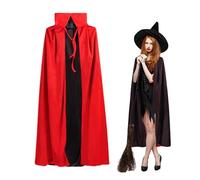 Shyllin Capa Vampiro Negra y Roja con Cuello Alto, Reversible para Halloween y Carnaval, para Niños y Adultos, Disfraz Niño, Capa Vampiro Mujer y Hombre (L)