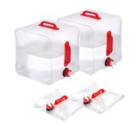 Shyllin Jarra de Agua para Camping, 2PCS 20 L Dispensadores de Agua para Camping, Depósito de Agua Plegable con Grifo, Contenedor para Picnic, Caravana, Tienda de Campaña（Rojo