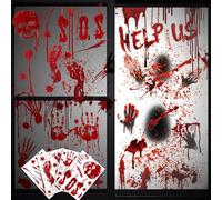 Shyllin Pegatinas de Ventana de Halloween, Hojas de Pegatinas de Huella de Mano Sangrienta, Juego de Carteles Zombis, Adornos de Ventana de Halloween, Decoración de Fiesta de Halloweens Miedo