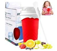 Shyllin Slushy Maker Cup 500 Ml, Maquina de Granizados de Silicona, Slushy Maker Taza (con Pajita y Cuchara 2 En 1), Ideal para Batidos Caseros, Bebidas Heladas y Helados (Rojo)