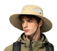 Shyllin Sombrero Hombre, Gorro Pescador Lluvia ala Ancha,Boonie Gorras y Sombreros Protección UV Malla Transpirable,Sombrero de Sol Verano Bucket Hat,Safari,Trekking,Pesca,Senderismo (Caqui)