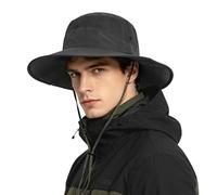 Shyllin Sombrero Hombre, Gorro Pescador Lluvia ala Ancha,Boonie Gorras y Sombreros Protección UV Malla Transpirable,Sombrero de Sol Verano Bucket Hat,Safari,Trekking,Pesca,Senderismo (Negro)