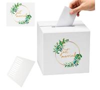 Shyllin Urna Boda con Pegatinas Transferibles y Rascador, Caja Boda DIY 21 x 21 x 21 cm, Caja para Sobres Boda Personalizable, Decoración Boda para Tarjetas, Mensajes y Regalos (Tipo 8)