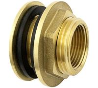 SHYNE 3/4 Pulgada pasamuros Paso depósitos de Agua de Lluvia, Unión roscada Hecho de latón + 2X Sellos de Goma, para el Grifo, Barril de Lluvia, Tanque, IBC (3 ud.)