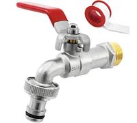 SHYNE Grifo de Calidad de Latón de 3/4 '' Pulgada - Resistente al Óxido y las Heladas + 1 Conexión de Manguera + E-Book | Para Jardín, Lavadora, Barril de lluvia (2 Piezas)