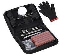 SHYOSUCCE 62pcs Kit de Reparación de Neumáticos con Manómetro Presión y Guantes, Kit Repara Pinchazos para Autos, Bicicletas, Motos, Tractores, Camiones