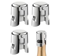 SHYSBV 3 tapones para botellas de champán | Cierre de champán a prueba de fugas para Prosecco, Cava y vinos espumosos | Mantiene la frescura y el ácido carbónico (plata)