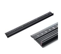 SHYSBV Regla de corte de aluminio con agarre elevado de 30 cm, regla de metal para cortar, seguridad de manualidades de metal, multifuncional, protección para medición de longitud (negro)