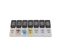 ShysTech - Pastillero semanal de 7 días AM PM, pastillero grande para pastillas/vitaminas/suplementos/medicamentos (separable, pequeño negro/blanco)