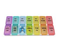 ShysTech - Pastillero semanal de 7 días para mañana y tarde, pastillero grande para píldoras/vitaminas/suplementos/medicamentos (separable, pequeño multicolor)