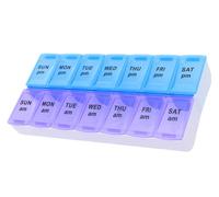 ShysTech - Pastillero semanal para 7 días, pastillero grande para píldoras, suplementos vitamínicos, medicamentos (morado/azul)