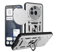 SHYXGLON Funda para Nothing Phone 3A Pro con funda para cámara deslizante, protector de cámara, magnético híbrido, resistente, funda militar a prueba de golpes para Nothing Phone 3A Pro (plata)
