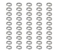 SHYYOULQE 50 unidades por paquete de anzuelos agudos para agua salada, terminales de aparejos, conectores de pesca, anillos divididos de acero inoxidable, doble