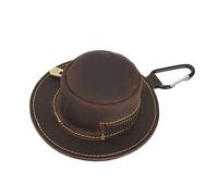 SHYYOULQE Bolsa portátil de cuero con forma de sombrero de vaca para dinero, organizador de viaje, monedero hecho a mano, llavero, accesorio con cremallera