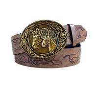 SHYYOULQE Cadena de cintura floral con hebilla de caballo, cadena punk, cinturón en relieve para mujeres, bailes, clubes, fiestas, jeans, vestidos, hebillas de cinturón occidentales para mujer, B