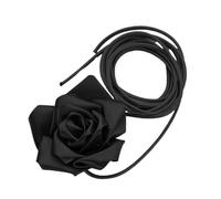 SHYYOULQE Cinturón de cinta para la cintura, bonito adorno de flores de rosa, collar de cadena larga, faja ajustable para ocasiones formales, Negro, Talla única