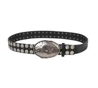 SHYYOULQE Cinturón negro punk rock para mujer, cintura ajustable con hebillas de metal, piel sintética, estilo gótico, accesorio para hombre, 122 cm, Talla única