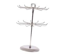 SHYYOULQE Estante de exhibición de joyas giratorio de 360 grados de doble capa de metal para collares y organizadores, soporte multiusos para accesorios